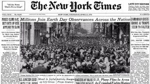 Em 1970, o jornal americano "The New York Times" repercute grande manifestação pública em favor da terra. 