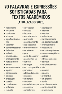Baixe a imagem e leve com você 70 expressões para utilizar no seu texto acadêmico.