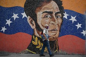 Mural em homenagem a Simón Bolívar em Caracas, capital da Venezuela.