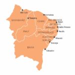 Mapa do Nordeste com seus estados e suas respectivas capitais