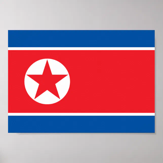 A bandeira da Coreia do Norte. 