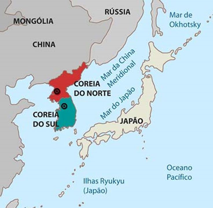 Mapa mostra a localização da Coreia do Norte. 