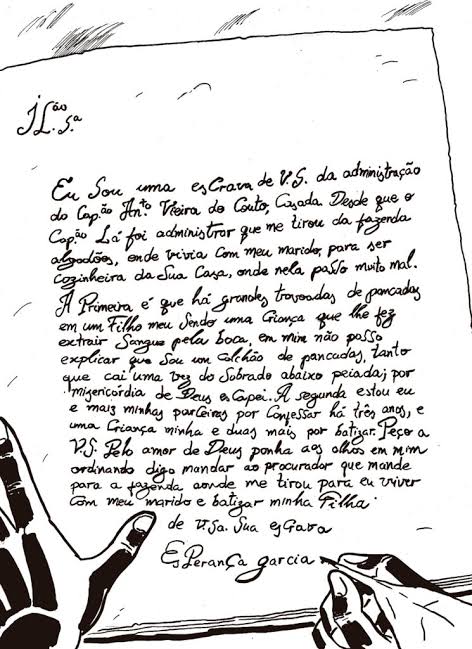 Carta de Esperança Garcia rescrita.