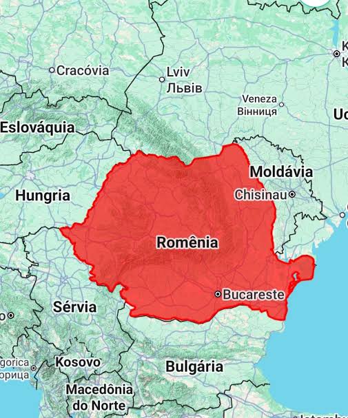 Mapa mostra países que fazem fronteiras com a Romênia.